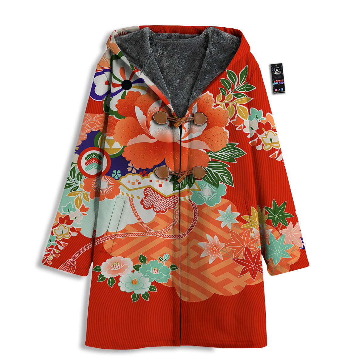 Flower Japanese Print Men's Windbreaker Jacket-grizzshop