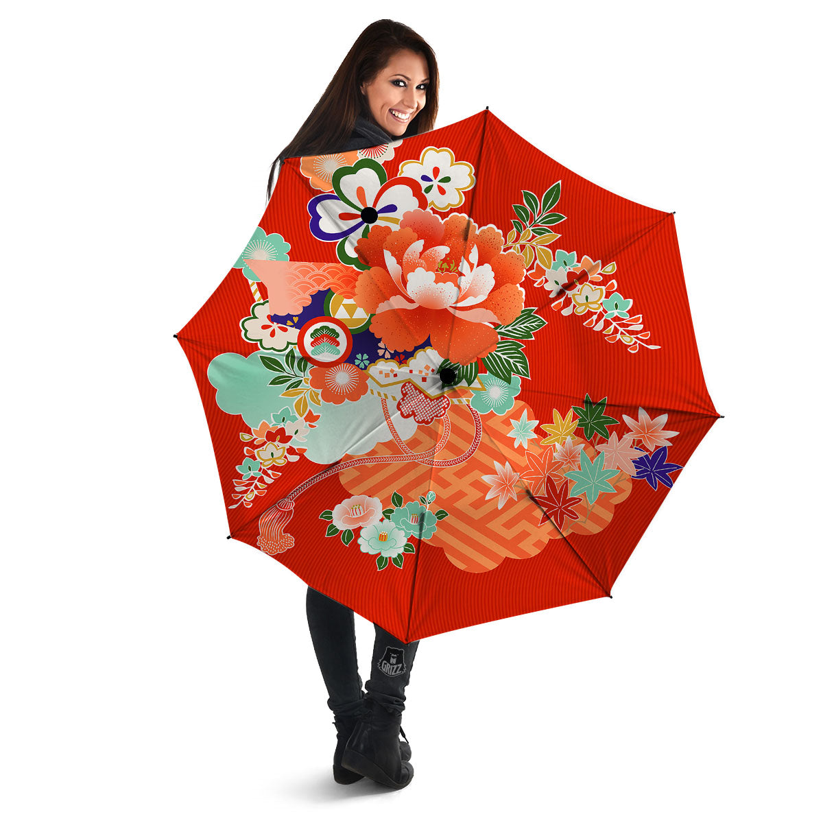 Flower Japanese Print Umbrella-grizzshop