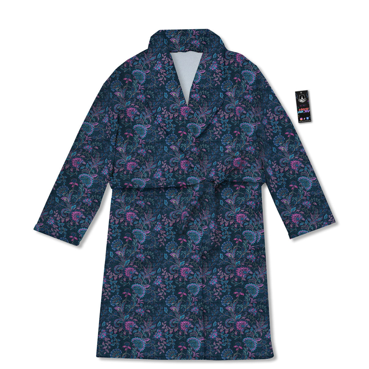 Flower Jeans Denim Print Pattern Bathrobe-grizzshop