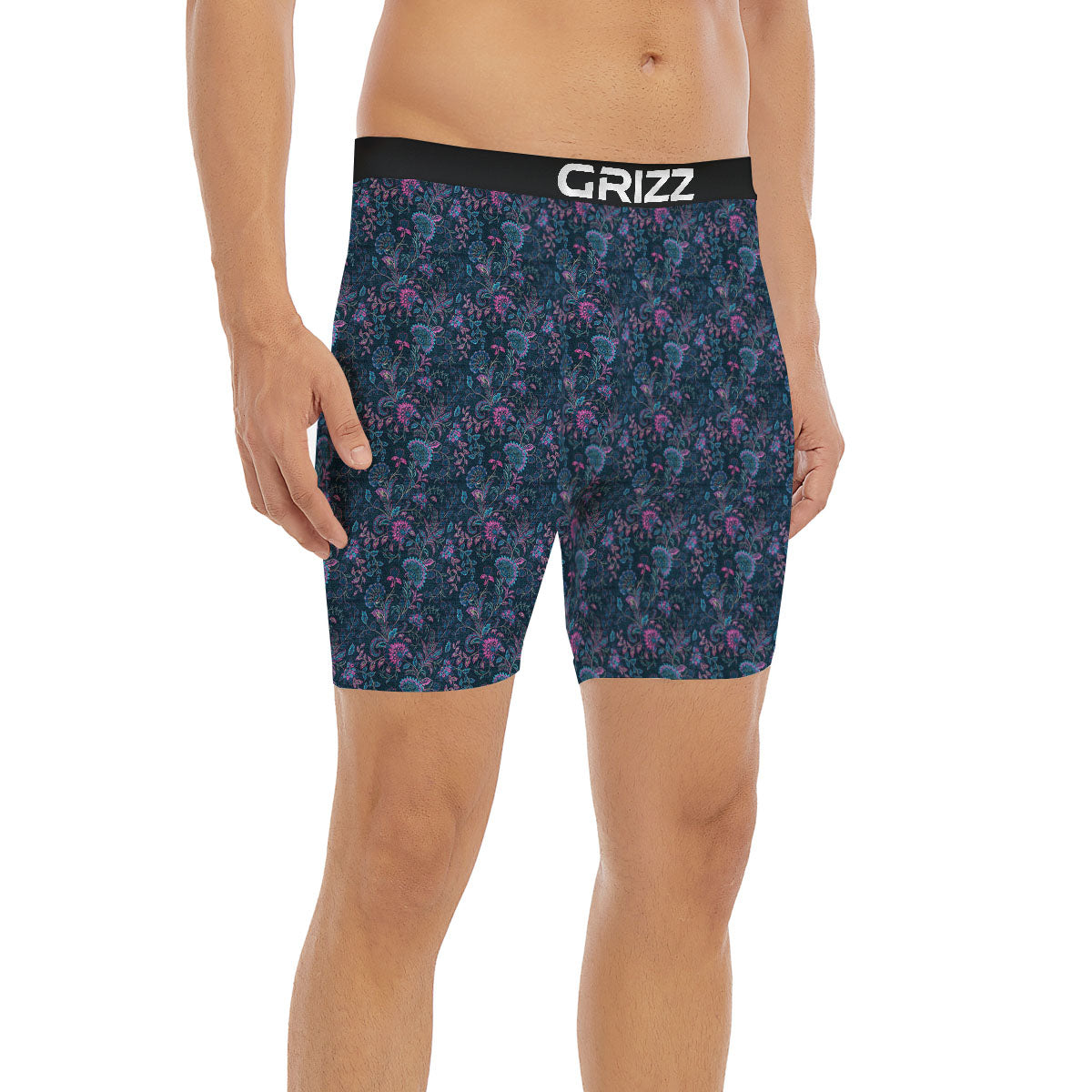 Flower Jeans Denim Print Pattern Boxer Briefs-grizzshop