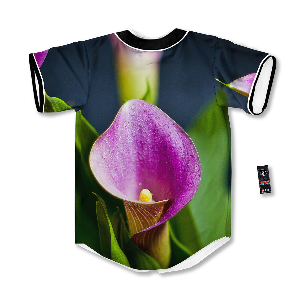 Flower Lily Purple Print Baseball Jersey-grizzshop