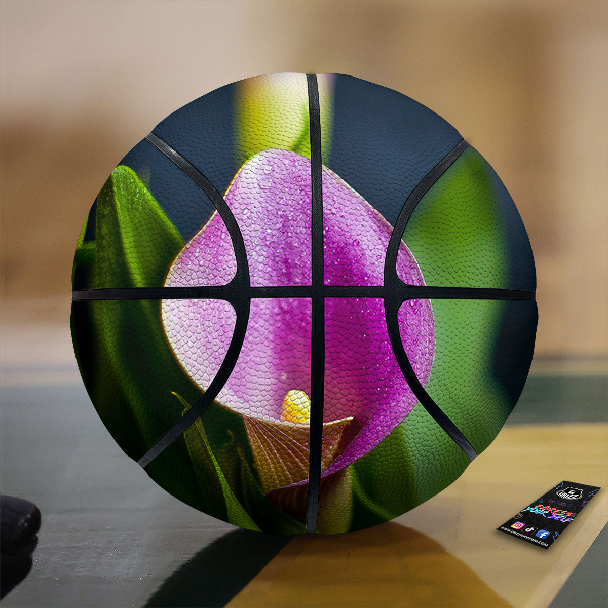 Flower Lily Purple Print Basketball-grizzshop