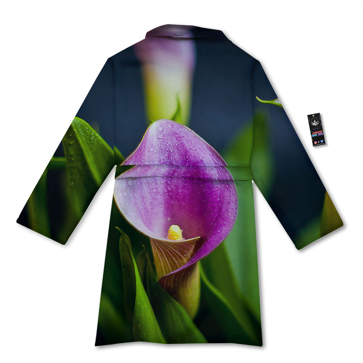 Flower Lily Purple Print Bathrobe-grizzshop