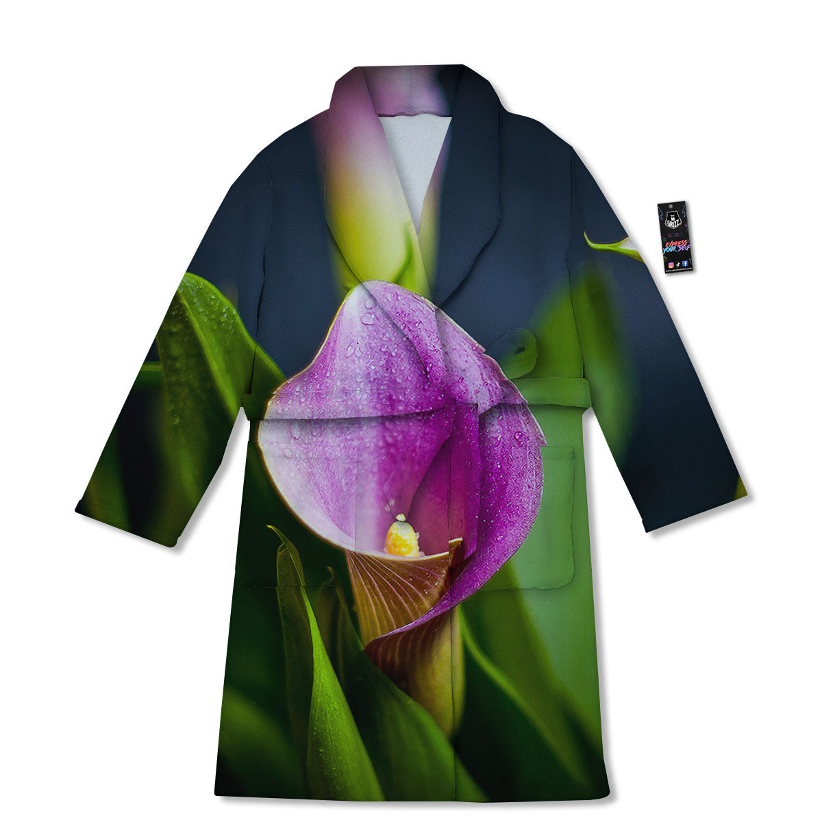 Flower Lily Purple Print Bathrobe-grizzshop