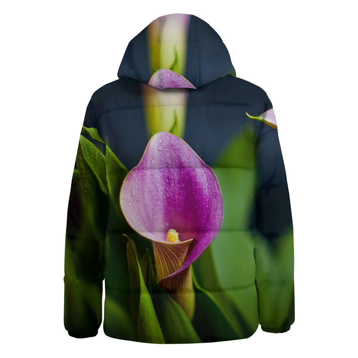 Flower Lily Purple Print Down Jacket-grizzshop