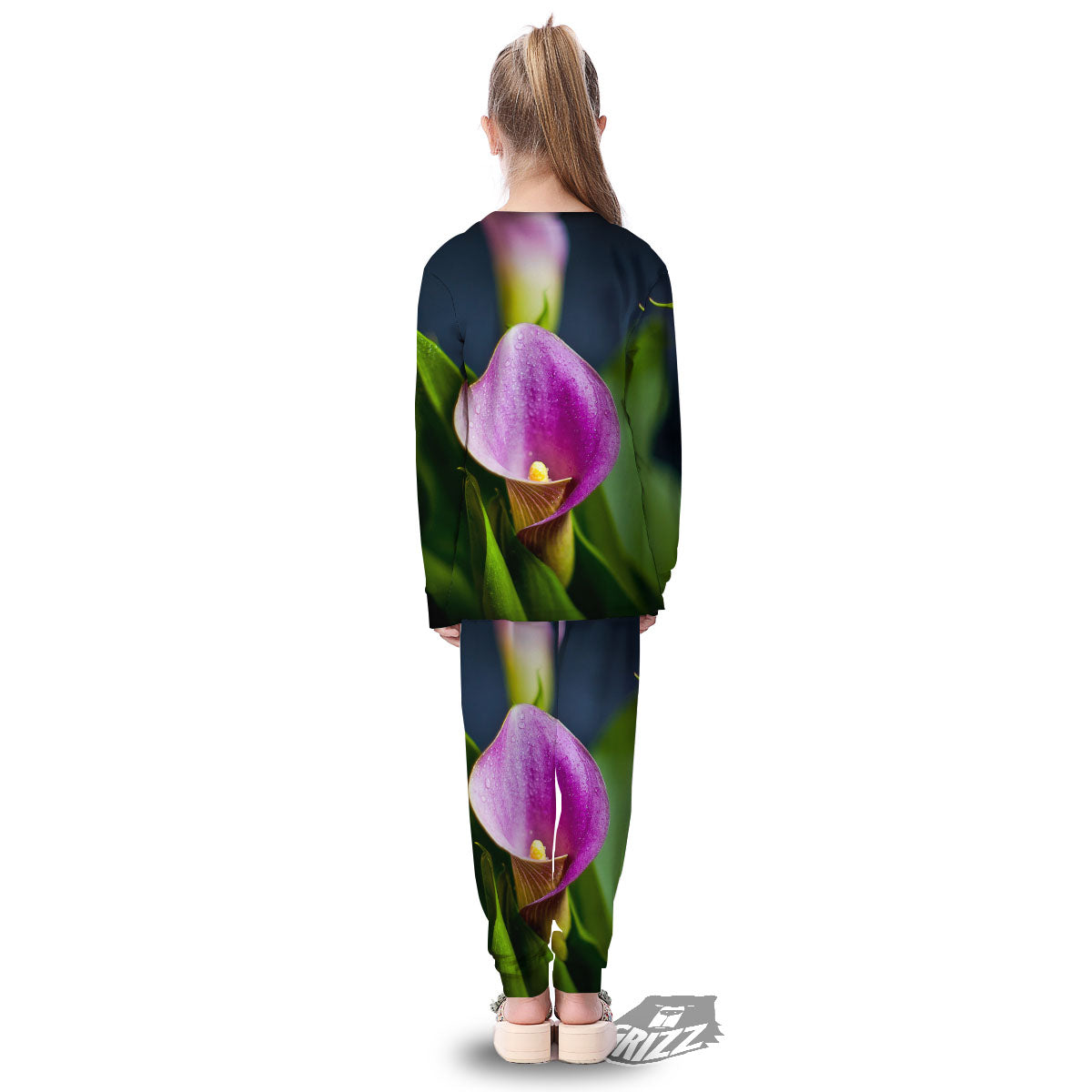 Flower Lily Purple Print Kid's Pajamas-grizzshop