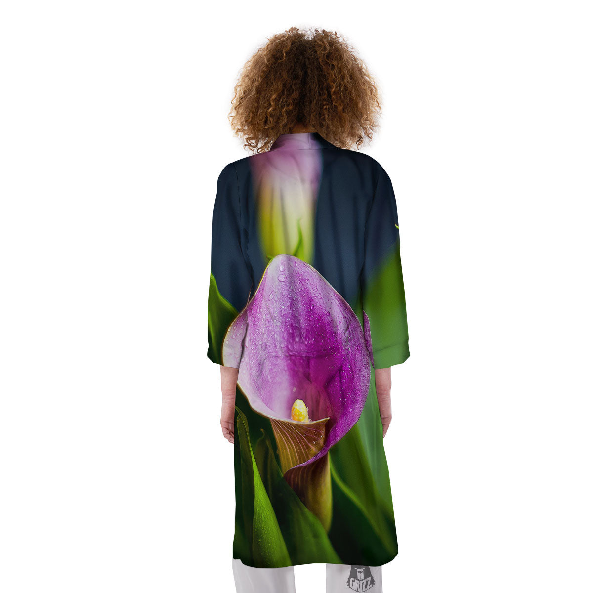 Flower Lily Purple Print Kimono-grizzshop