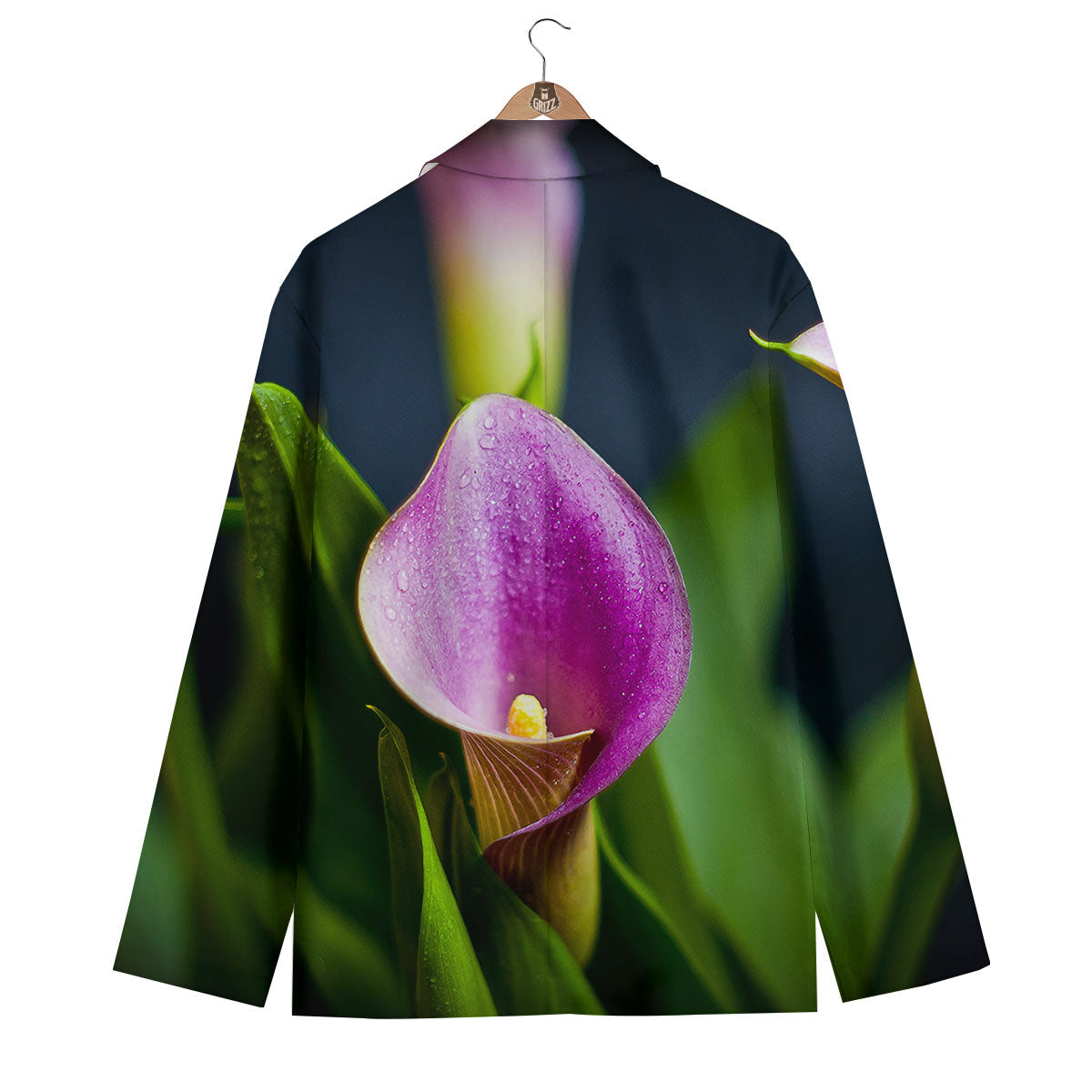 Flower Lily Purple Print Men's Blazer-grizzshop