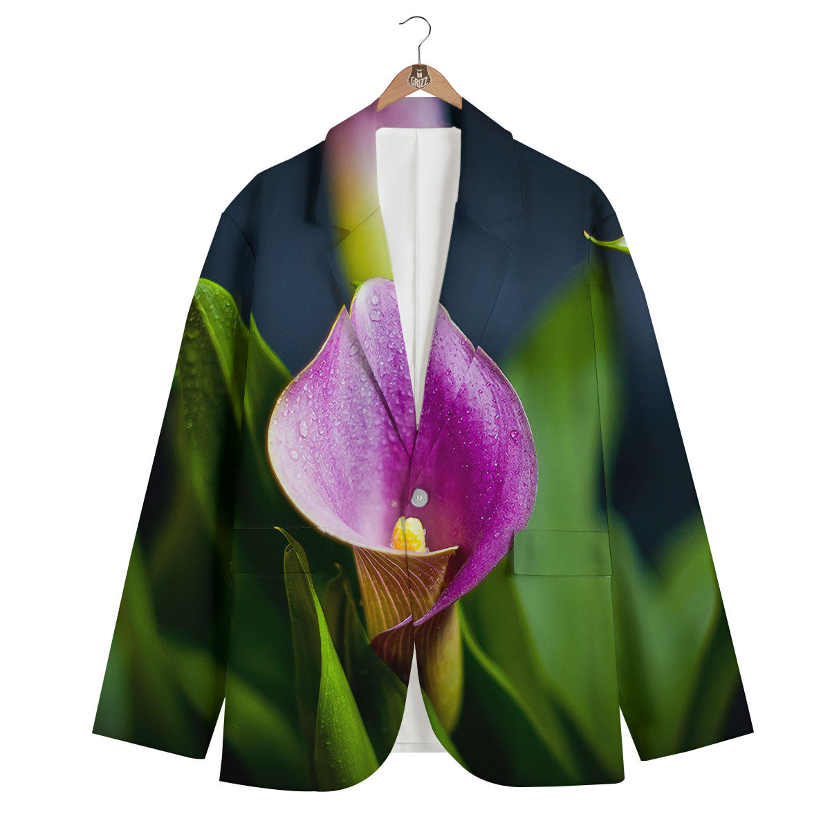 Flower Lily Purple Print Men's Blazer-grizzshop