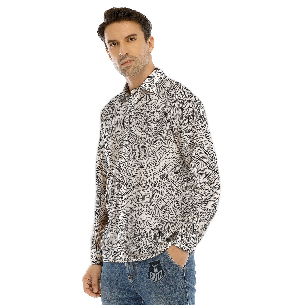 Flower Lily Purple Print Men's Dress Shirts-grizzshop