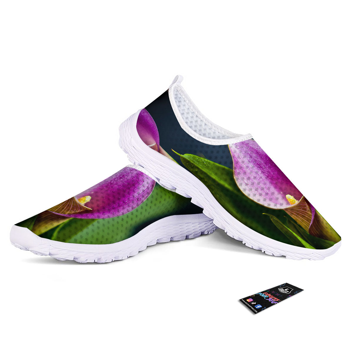 Flower Lily Purple Print Nurse Shoes-grizzshop