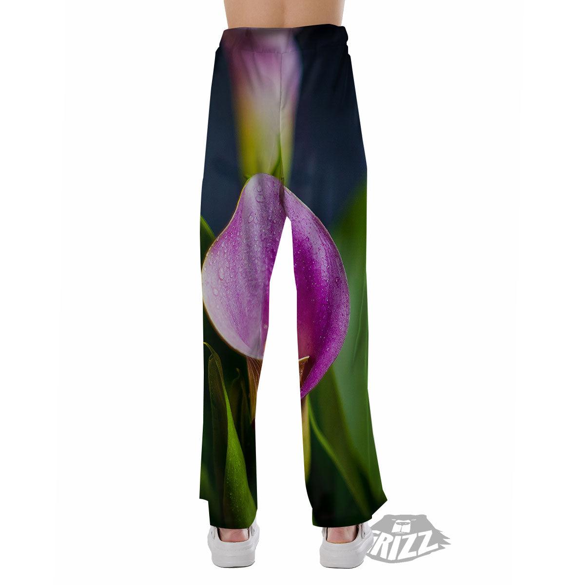 Flower Lily Purple Print Pajama Pants-grizzshop