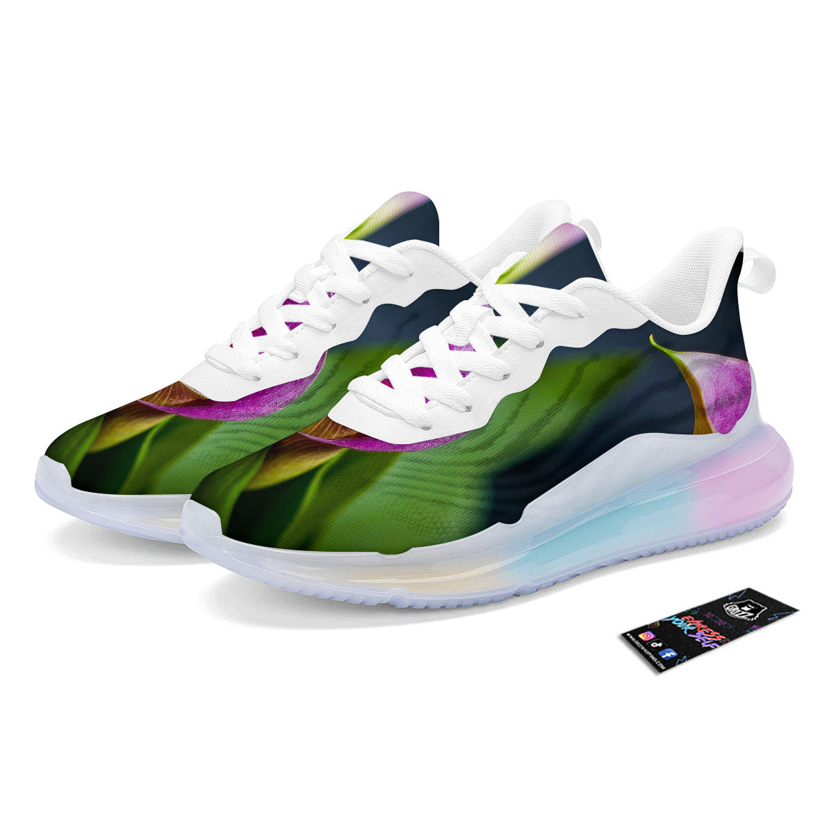 Flower Lily Purple Print Running Sneakers-grizzshop