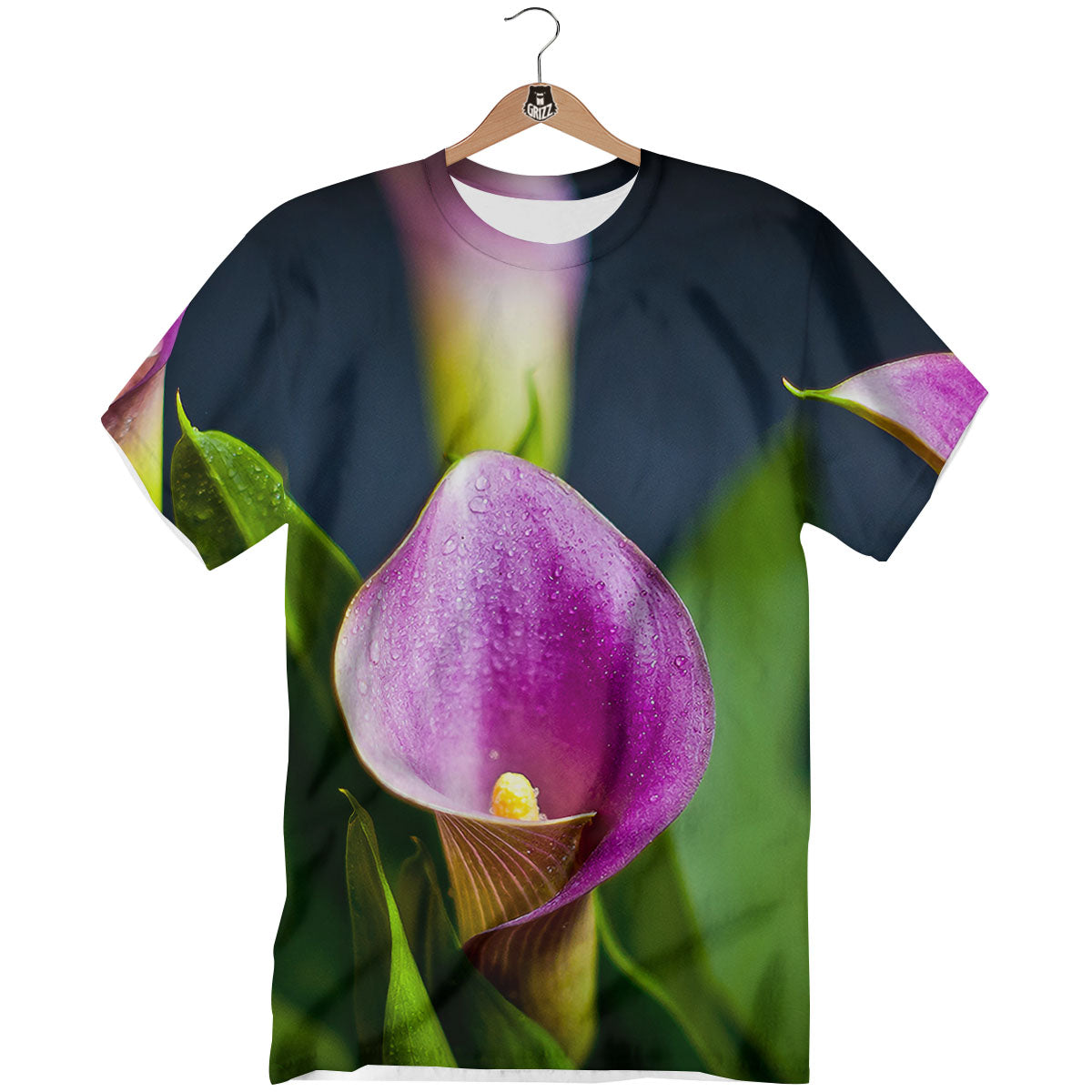 Flower Lily Purple Print T-Shirt-grizzshop