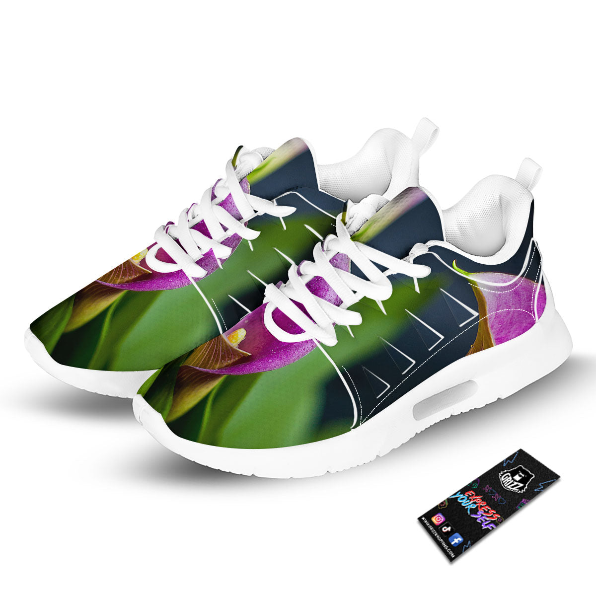 Flower Lily Purple Print Tennis Shoes-grizzshop