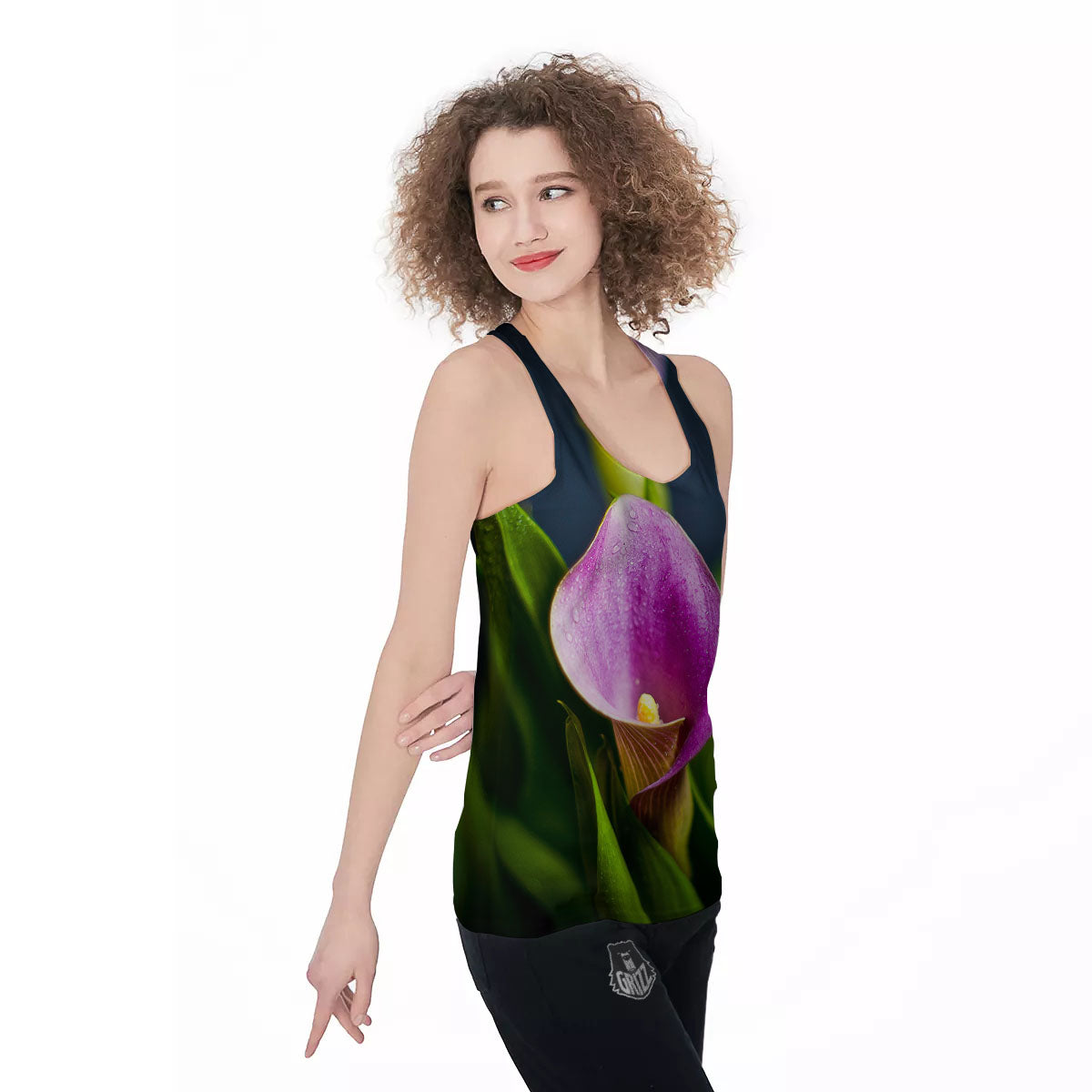 Flower Lily Purple Print Women's Racerback Tank Top-grizzshop