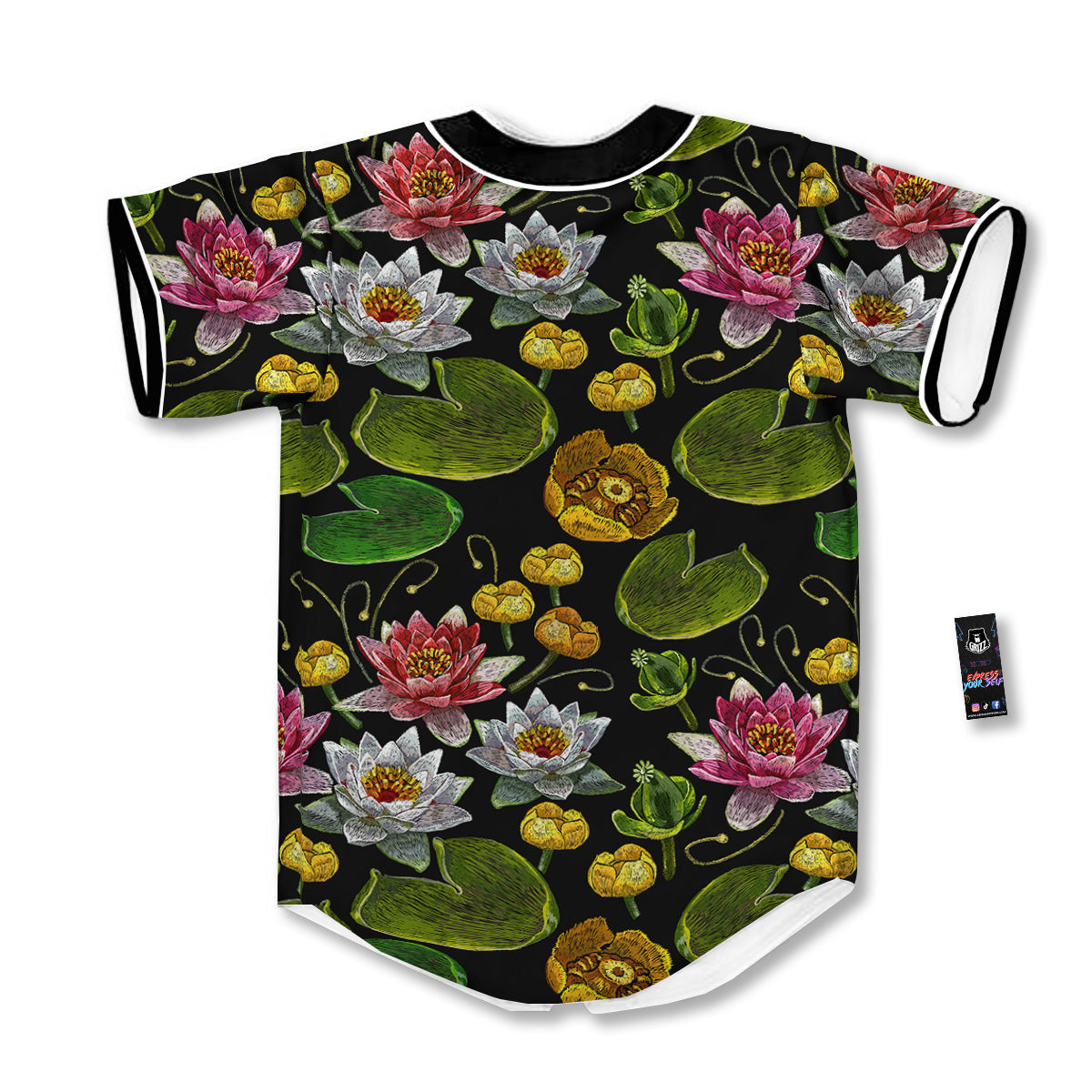 Flower Lily Water Print Pattern Baseball Jersey-grizzshop