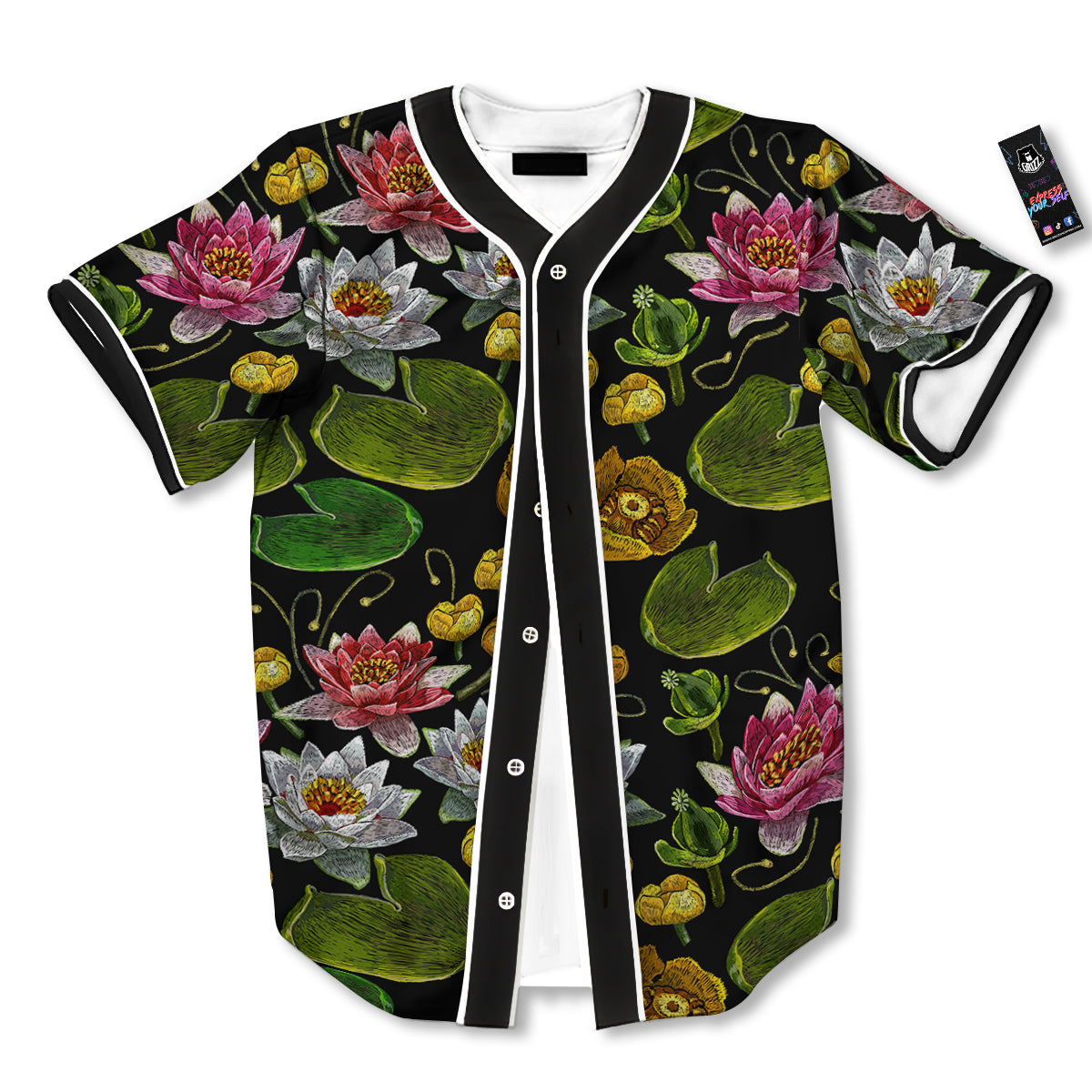 Flower Lily Water Print Pattern Baseball Jersey-grizzshop