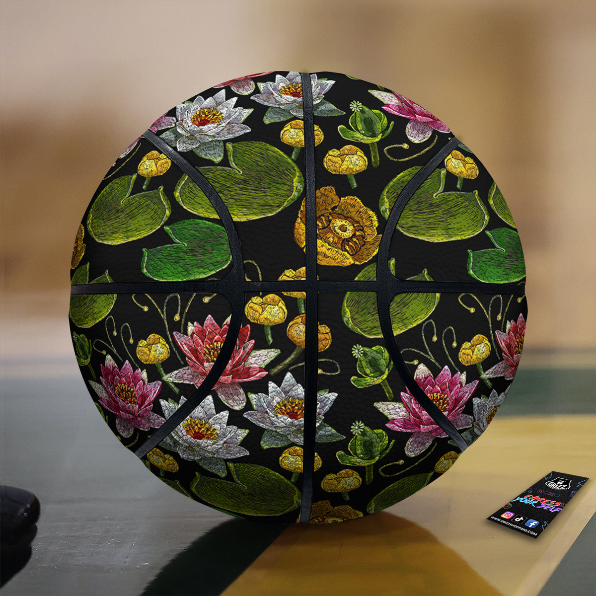 Flower Lily Water Print Pattern Basketball