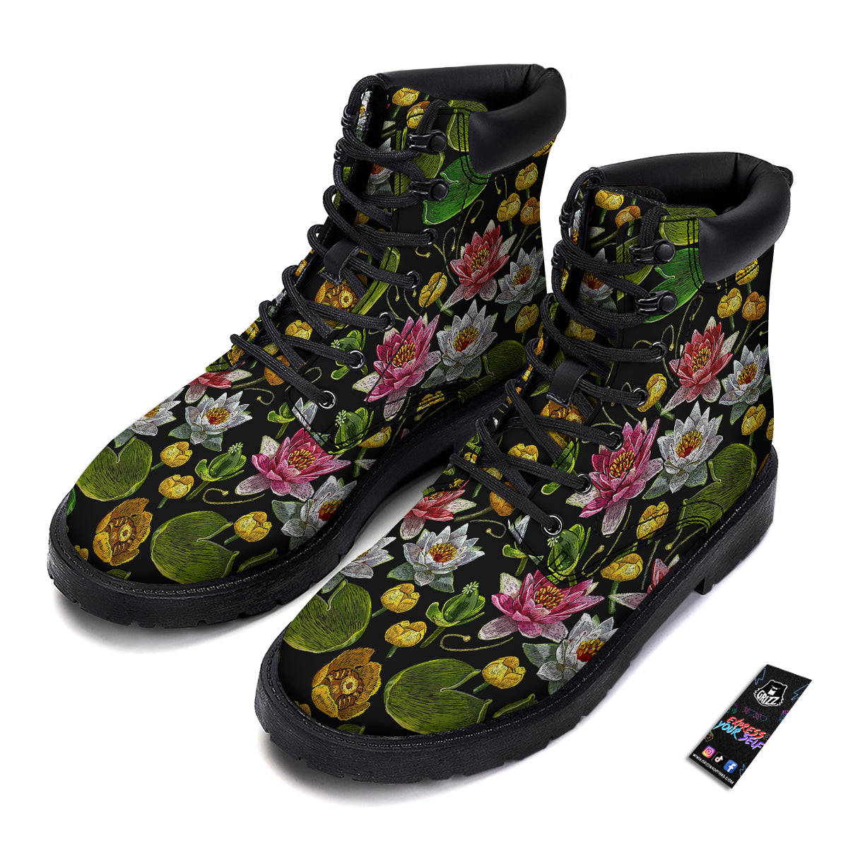 Flower Lily Water Print Pattern Boots-grizzshop