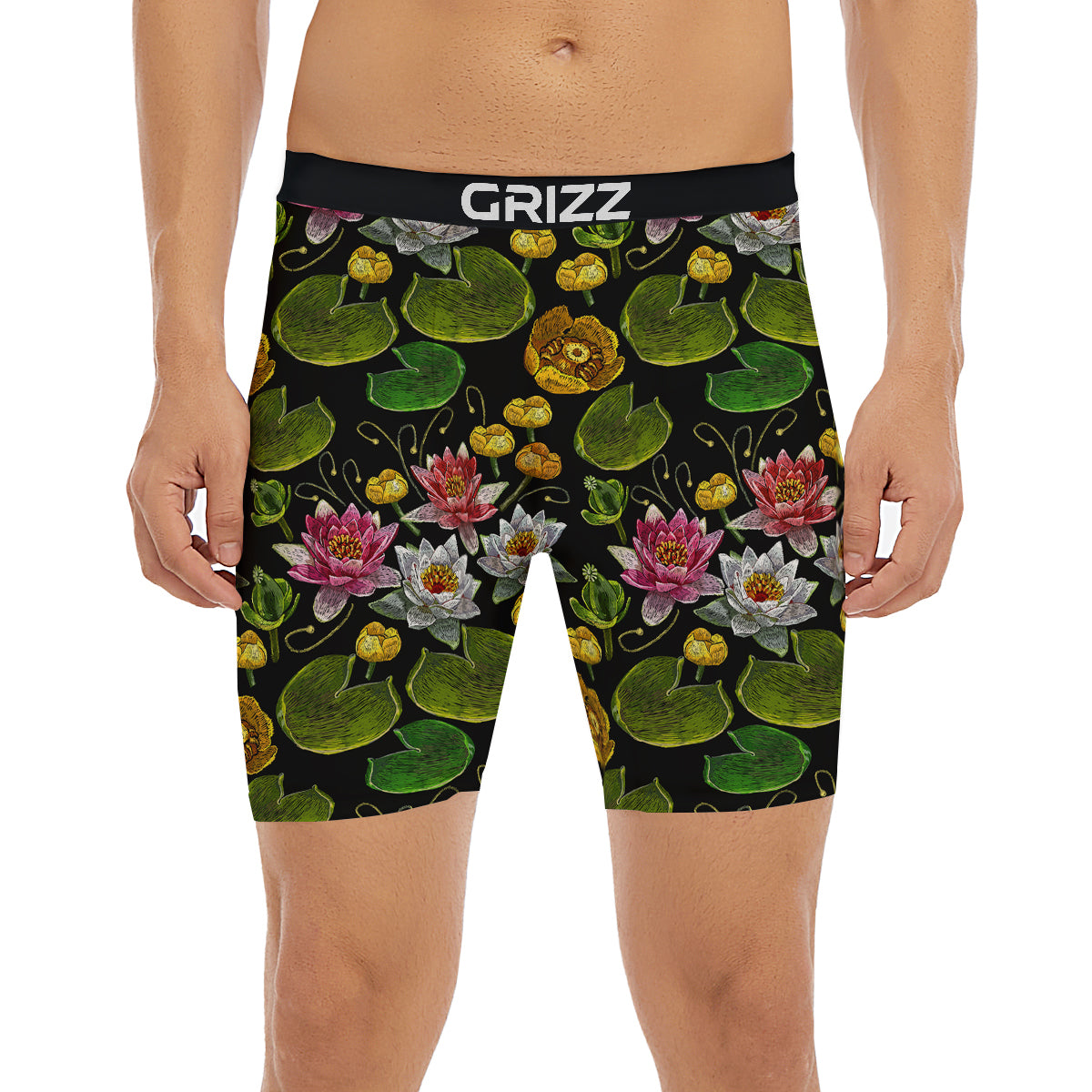 Flower Lily Water Print Pattern Boxer Briefs-grizzshop