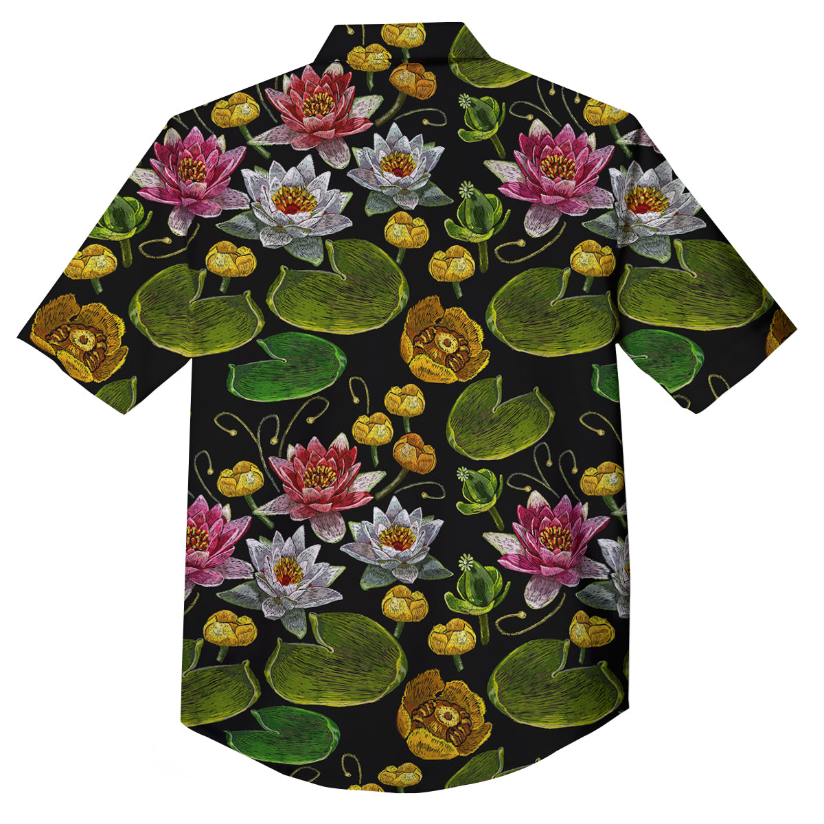 Flower Lily Water Print Pattern Button Up Shirt-grizzshop