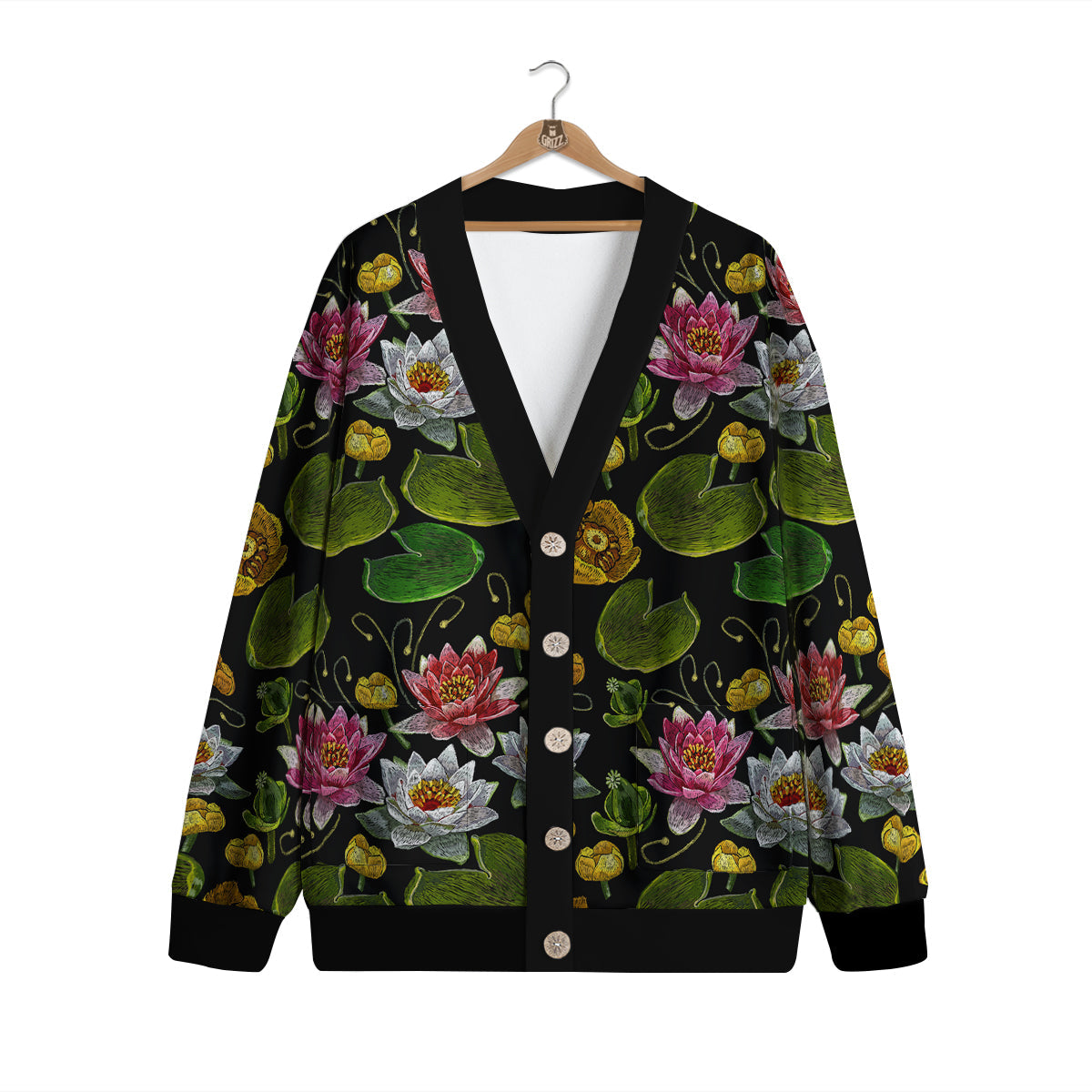 Flower Lily Water Print Pattern Cardigan-grizzshop