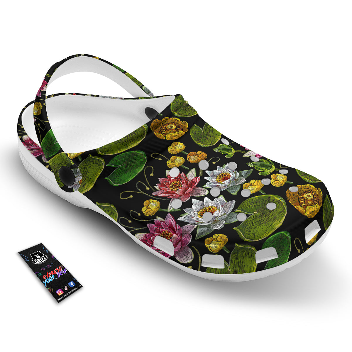 Flower Lily Water Print Pattern Clog-grizzshop