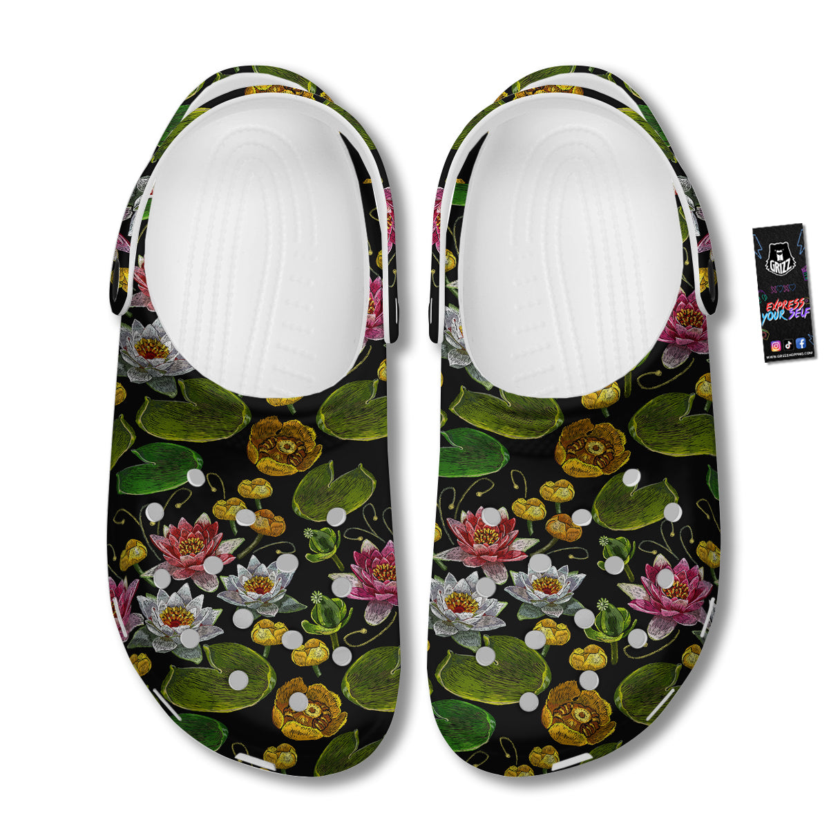Flower Lily Water Print Pattern Clog-grizzshop