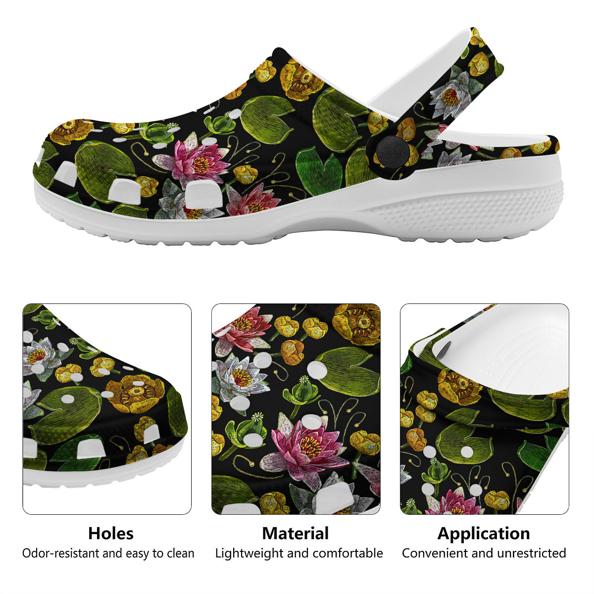 Flower Lily Water Print Pattern Clog-grizzshop