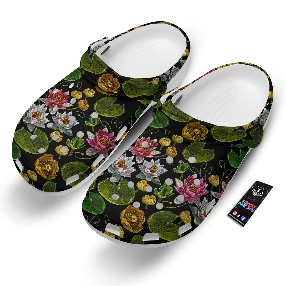 Flower Lily Water Print Pattern Clog-grizzshop