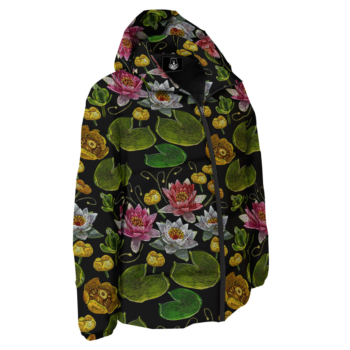Flower Lily Water Print Pattern Down Jacket-grizzshop