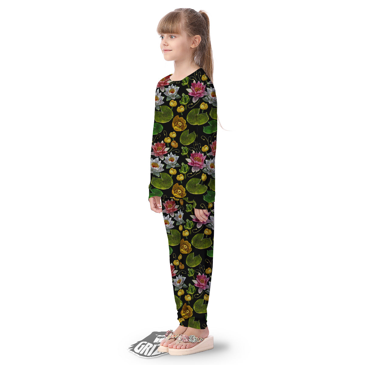 Flower Lily Water Print Pattern Kid's Pajamas-grizzshop