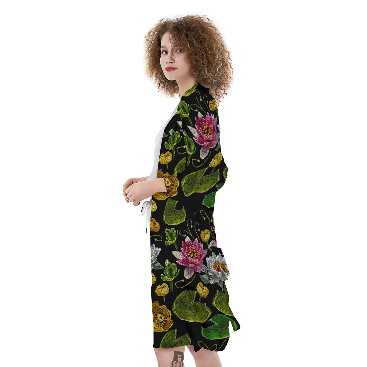 Flower Lily Water Print Pattern Kimono-grizzshop