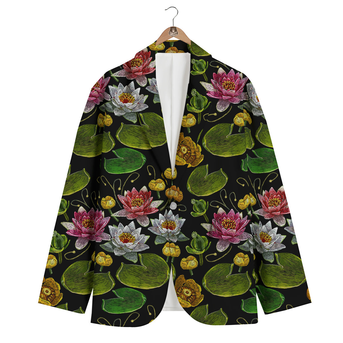 Flower Lily Water Print Pattern Men's Blazer-grizzshop