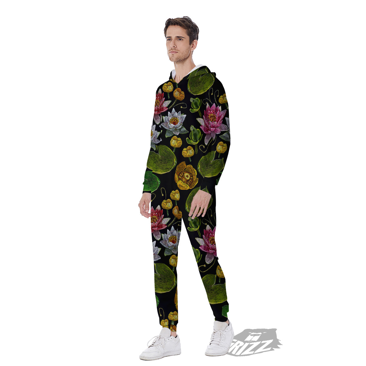 Flower Lily Water Print Pattern Men's Jumpsuit-grizzshop