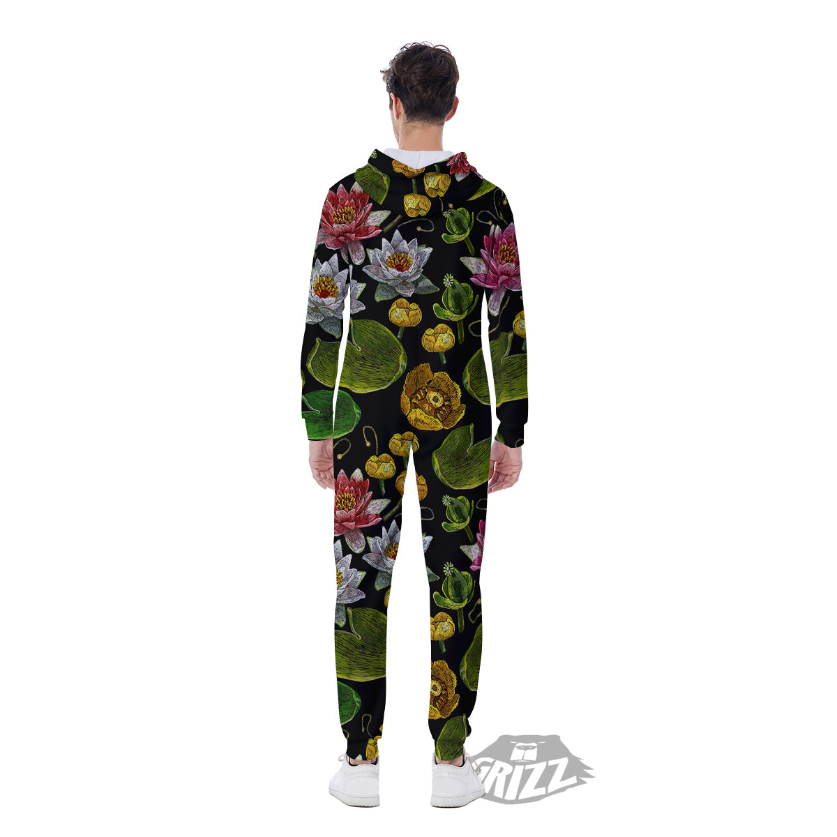 Flower Lily Water Print Pattern Men's Jumpsuit-grizzshop