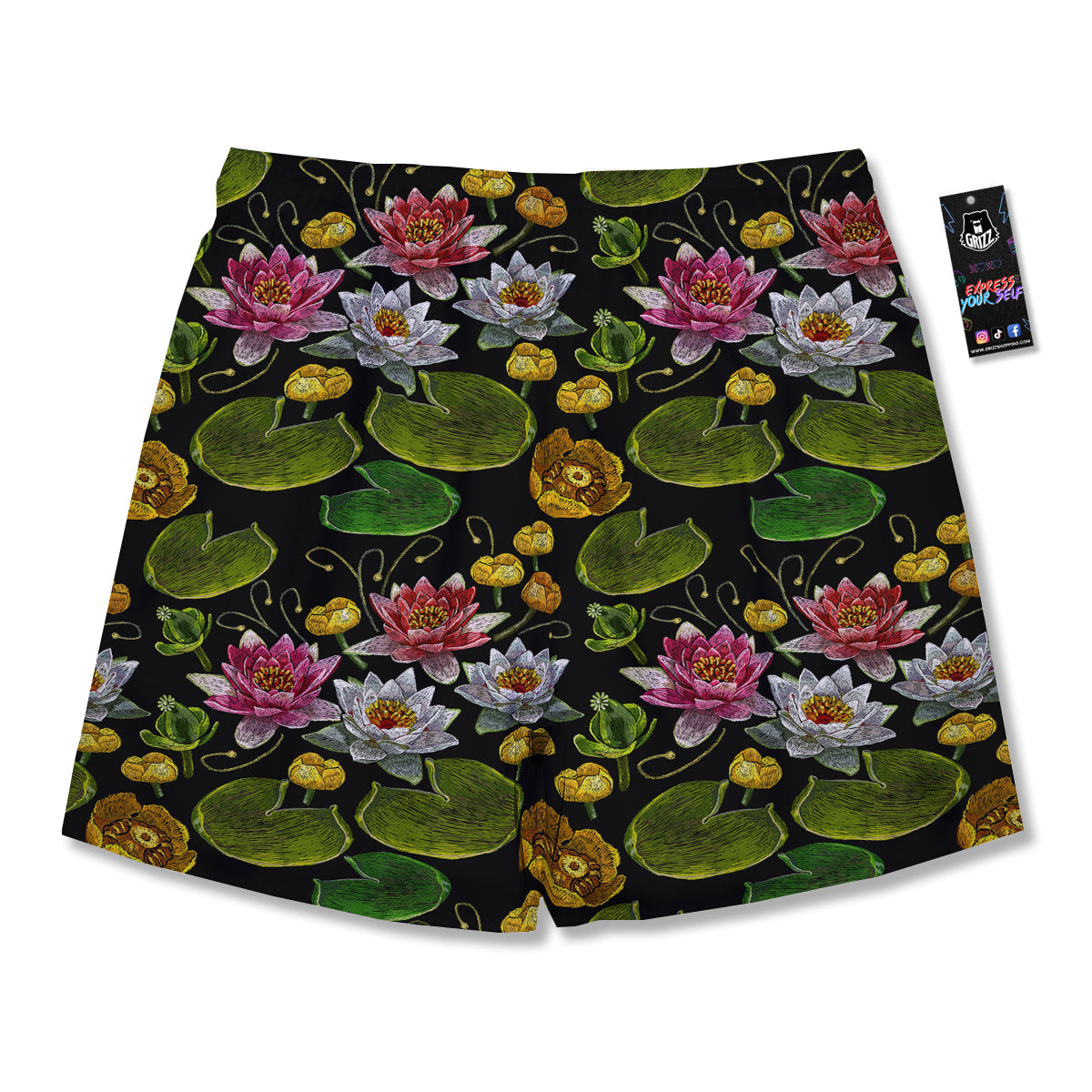 Flower Lily Water Print Pattern Men's Running Shorts-grizzshop