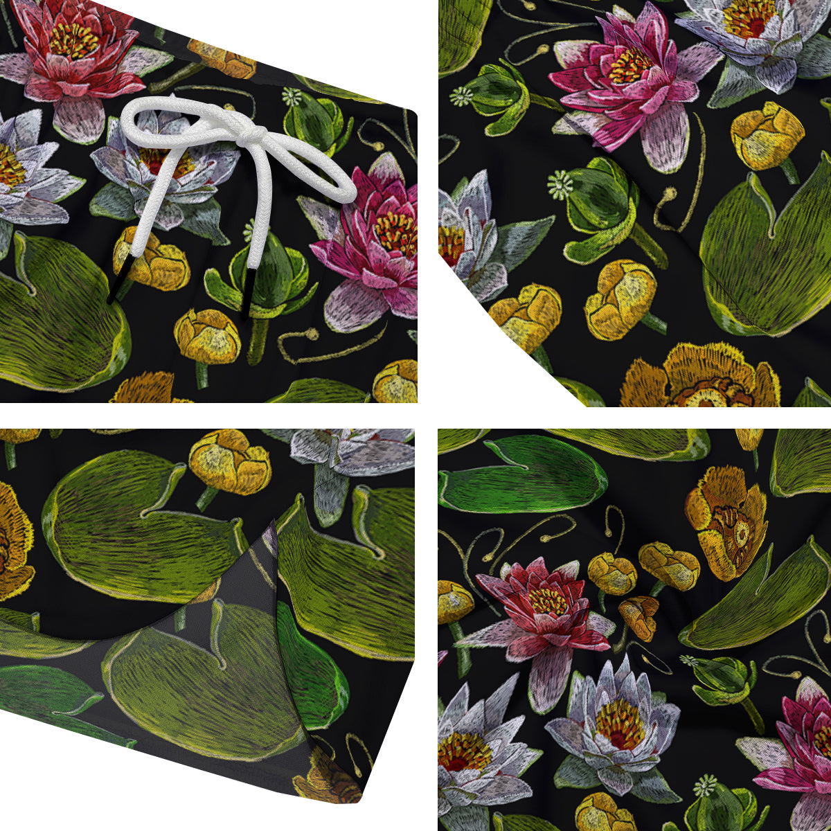 Flower Lily Water Print Pattern Men's Running Shorts-grizzshop