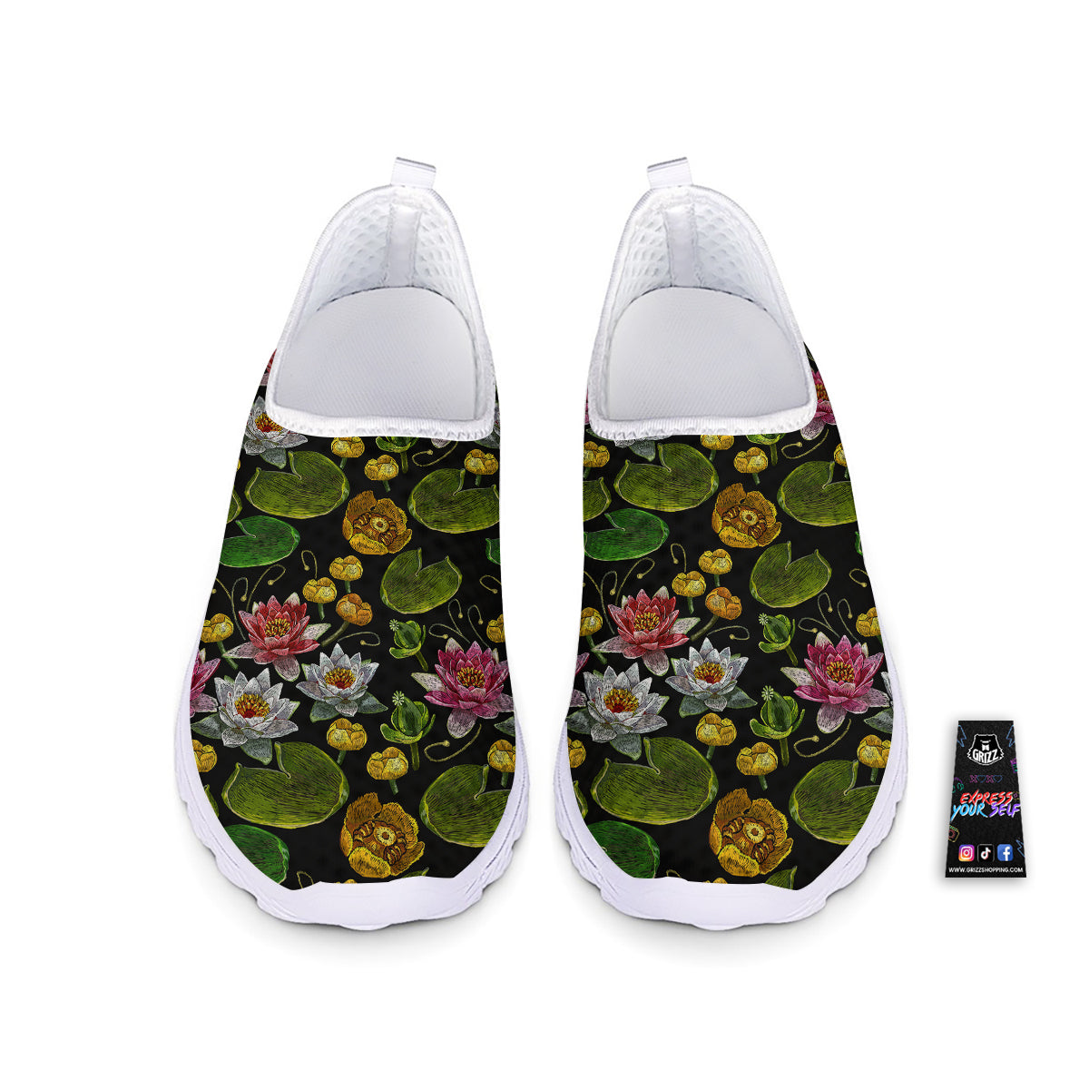 Flower Lily Water Print Pattern Nurse Shoes-grizzshop