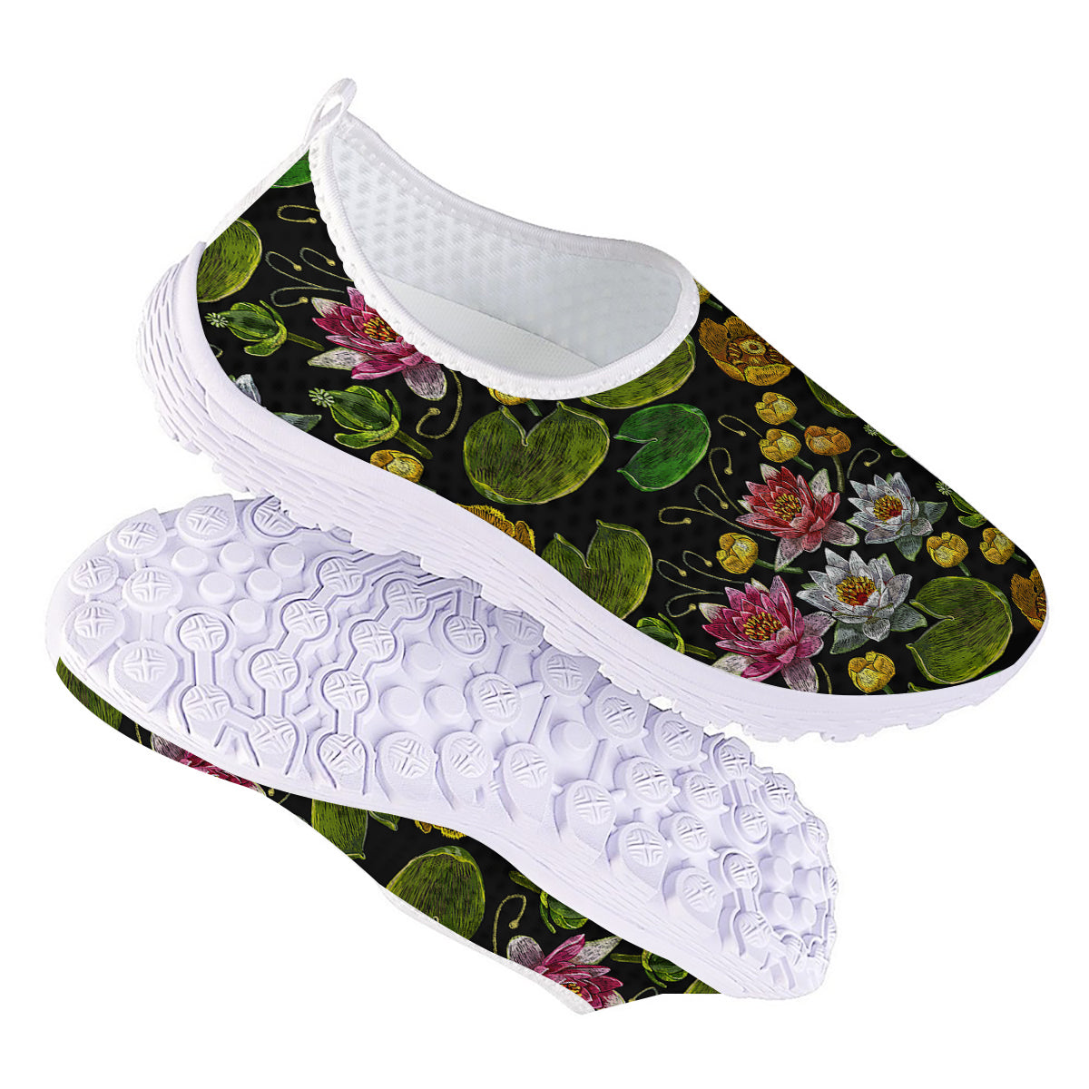 Flower Lily Water Print Pattern Nurse Shoes-grizzshop