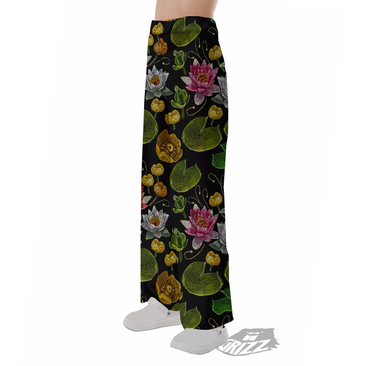 Flower Lily Water Print Pattern Pajama Pants-grizzshop