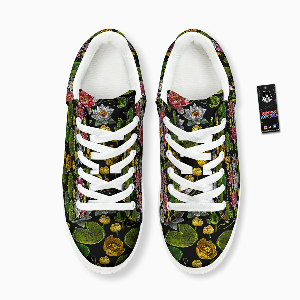 Flower Lily Water Print Pattern Platform Shoes-grizzshop