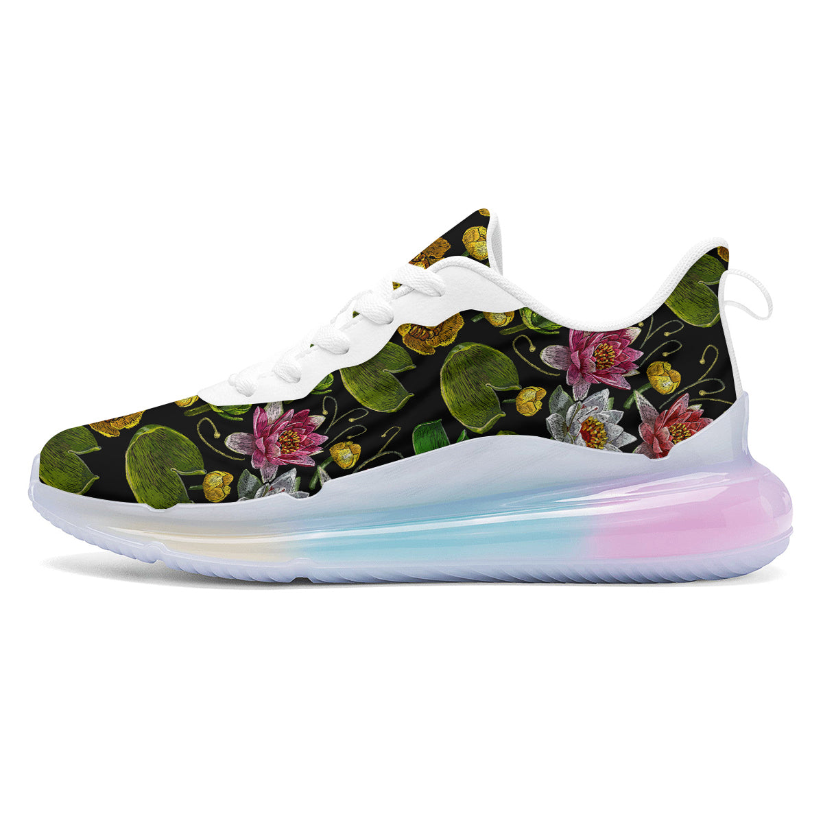 Flower Lily Water Print Pattern Running Sneakers-grizzshop