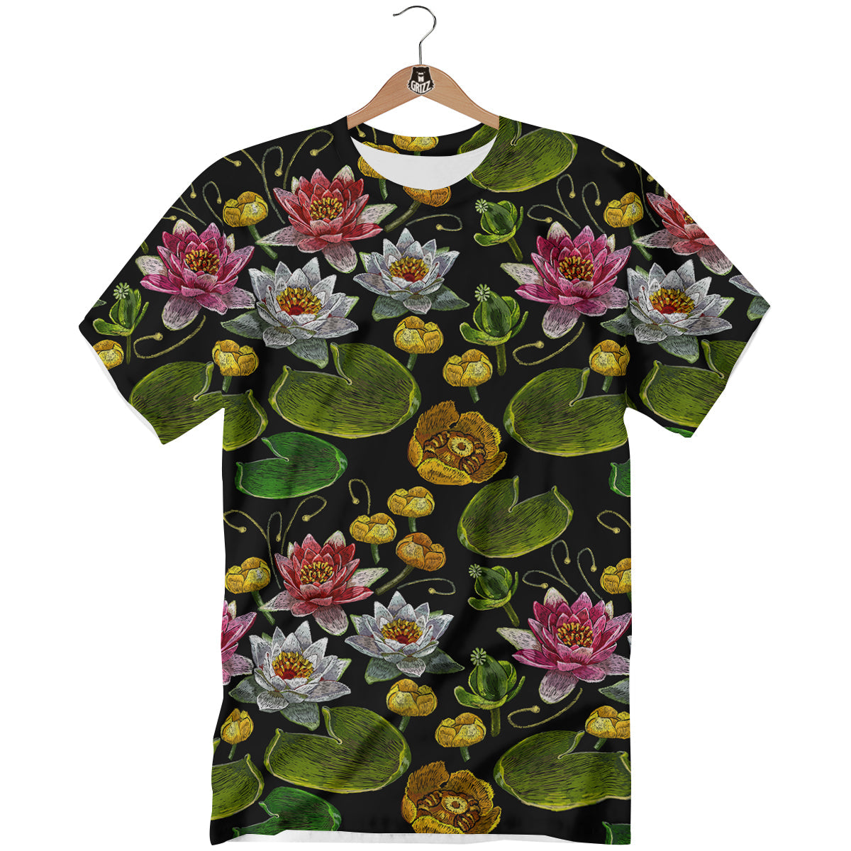 Flower Lily Water Print Pattern T-Shirt-grizzshop
