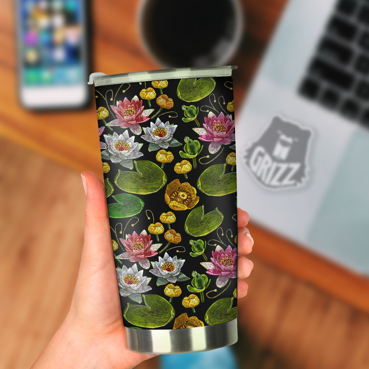 Flower Lily Water Print Pattern Tumbler-grizzshop