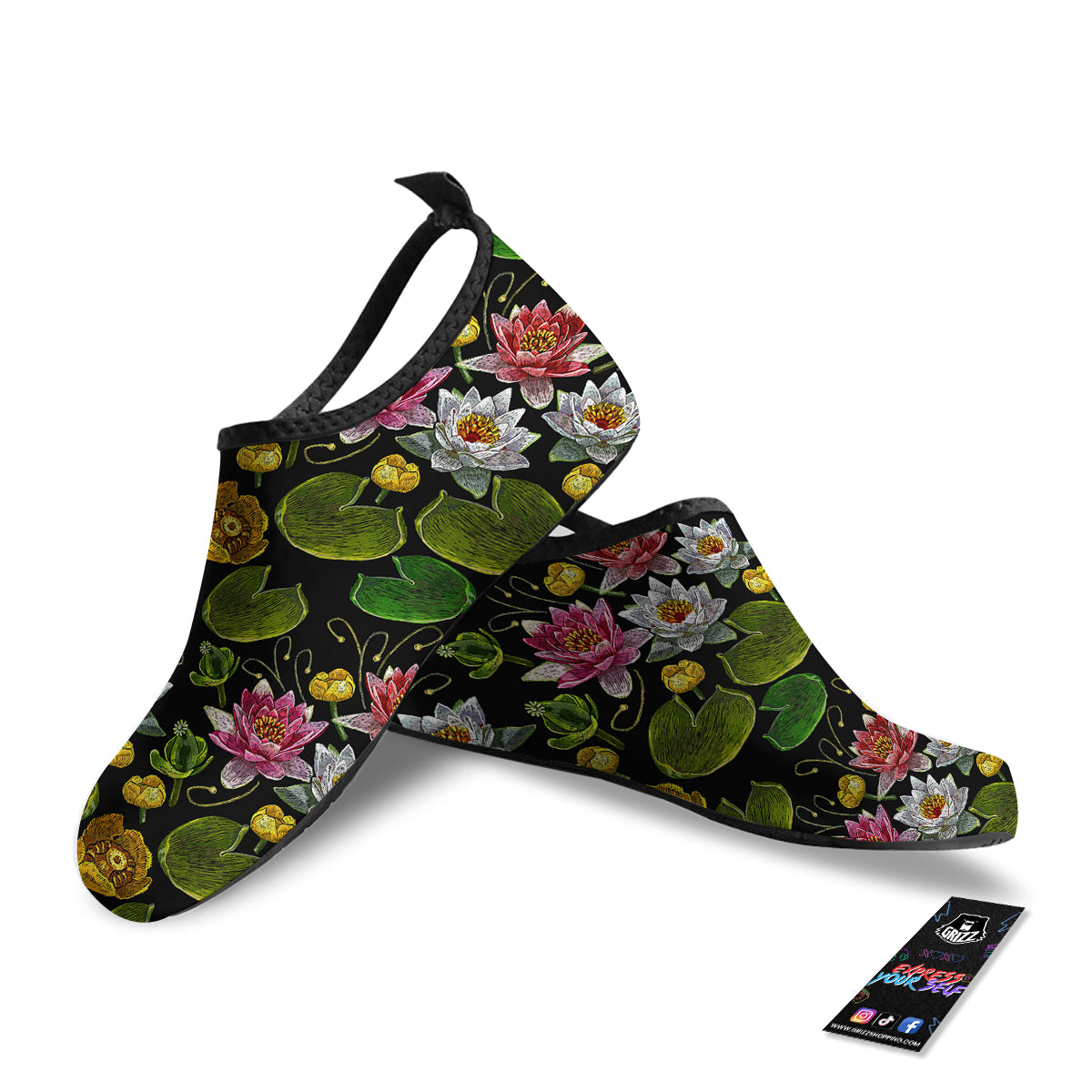 Flower Lily Water Print Pattern Water Shoes-grizzshop
