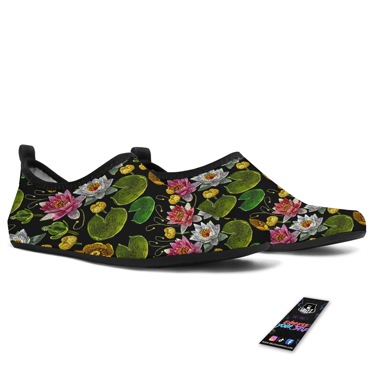 Flower Lily Water Print Pattern Water Shoes-grizzshop