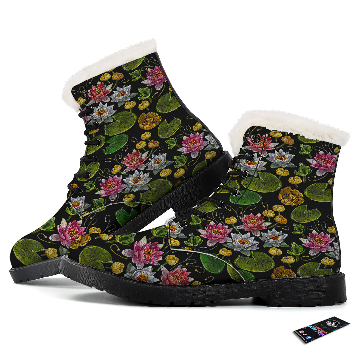 Flower Lily Water Print Pattern Winter Boots-grizzshop