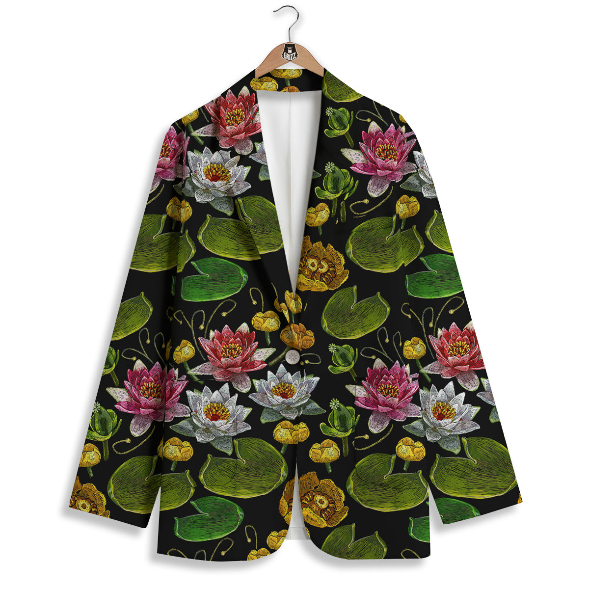 Flower Lily Water Print Pattern Women's Blazer-grizzshop